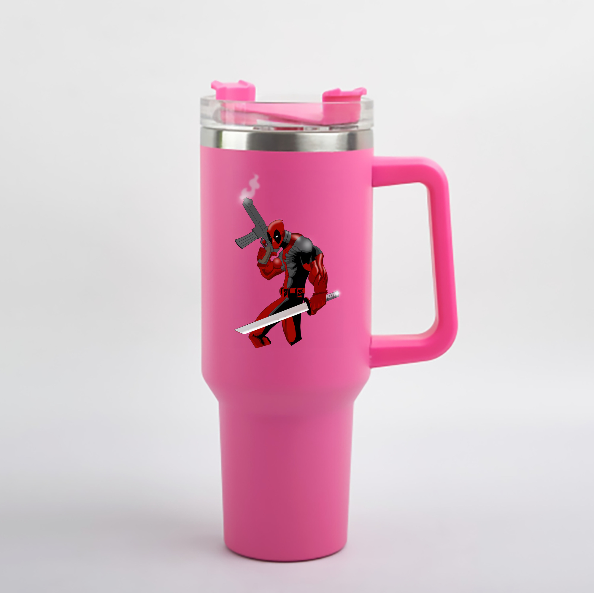 （画像用） Deadpool デッドプール 1200mL車用タンブラー - クリスタルステッカー（プラスチックストロー付き）